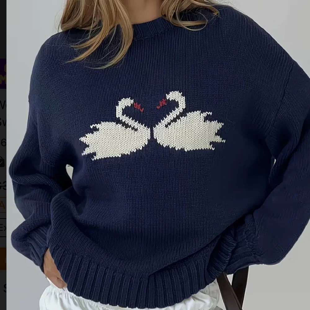 Loving Swans Crewneck Sweater 
Holiday Sweater
Preppy Sweater